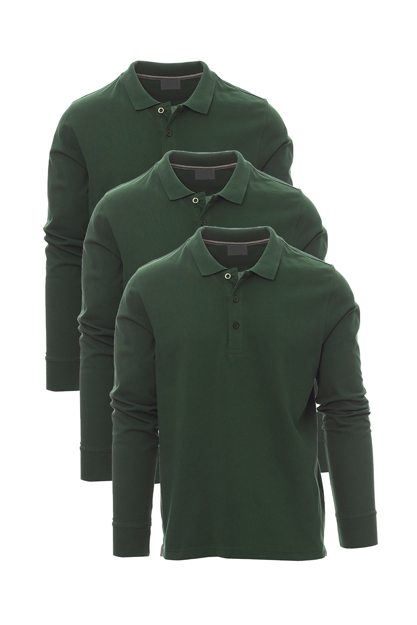 Herren langarm Poloshirt 3er Pack in Gruen