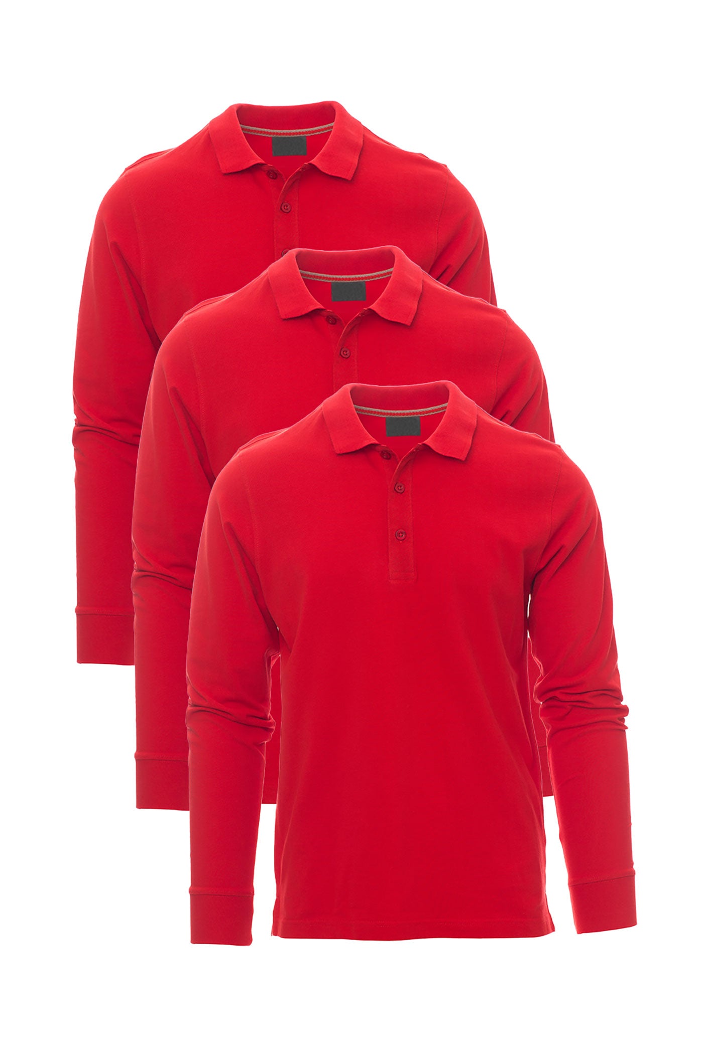 Herren langarm Poloshirt 3er Pack in Rot