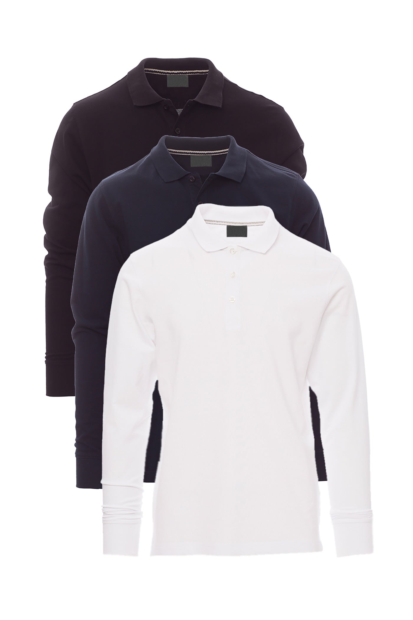 Herren langarm Poloshirt 3er Pack in Basic Farbmix