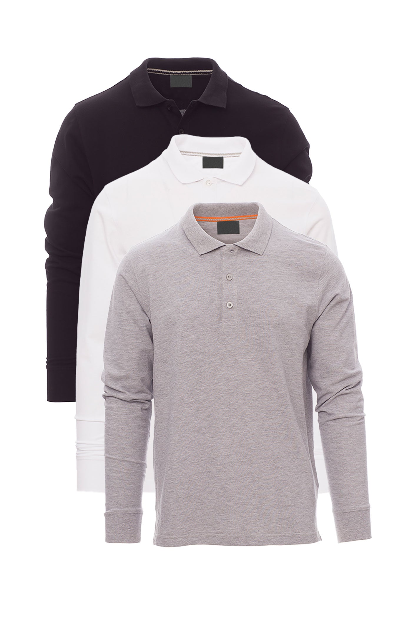 Herren langarm Poloshirt 3er Pack in Basic Farbmix