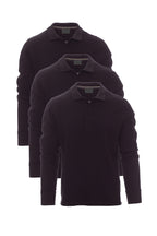 Herren langarm Poloshirt 3er Pack in Schwarz