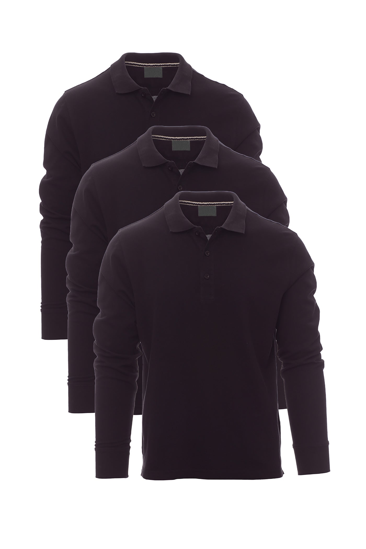Herren langarm Poloshirt 3er Pack in Schwarz