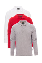 Herren langarm Poloshirt 3er Pack in Basic Farbmix