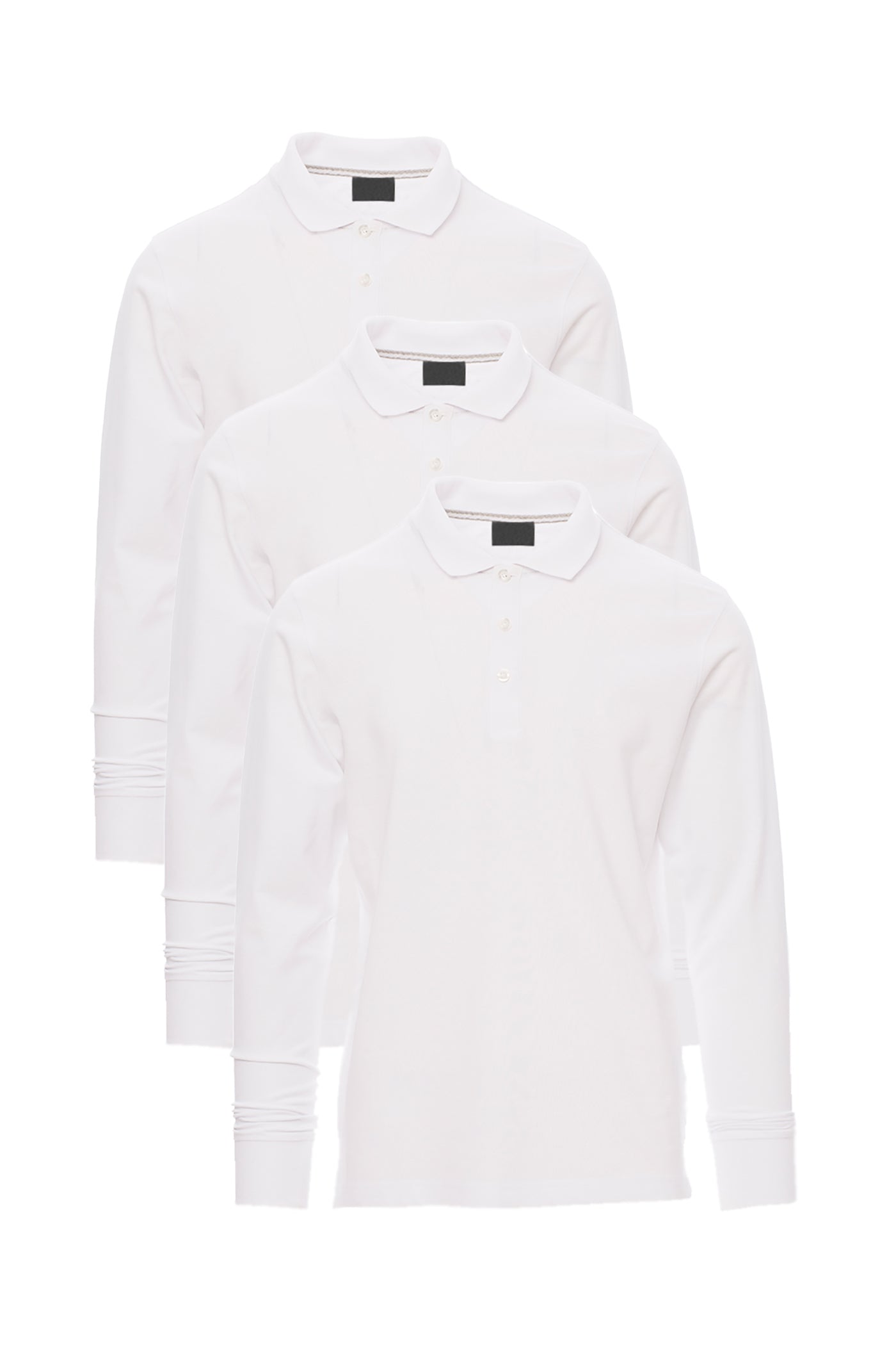 Herren langarm Poloshirt 3er Pack in Weiss
