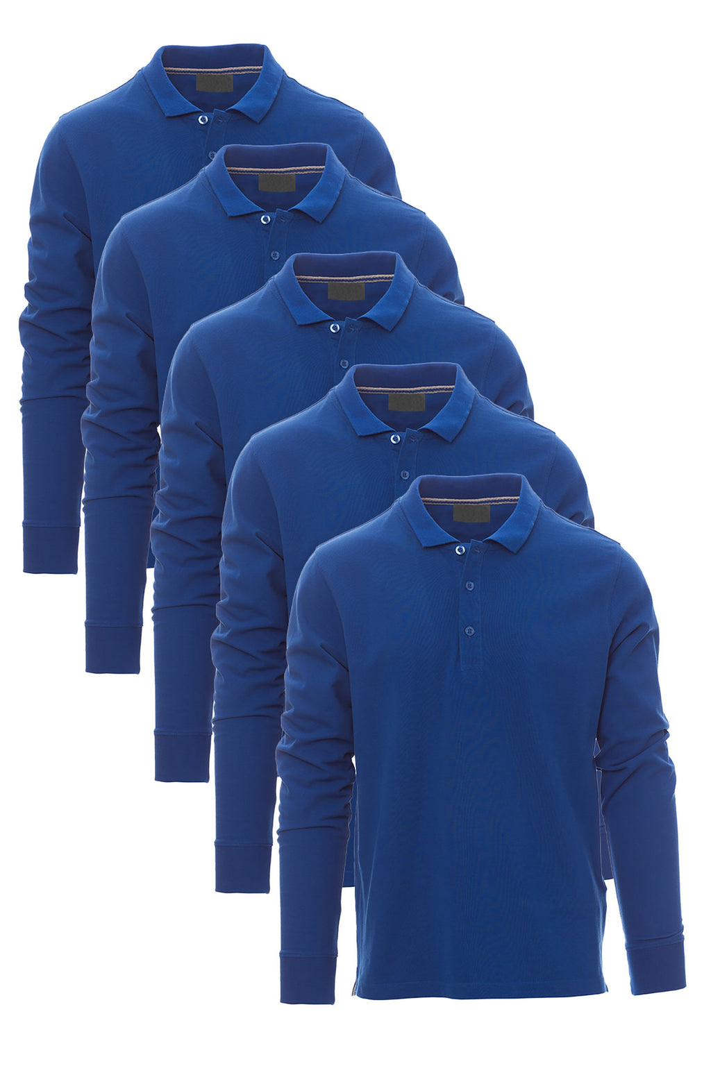 Herren 5er Pack langarm Poloshirts in Blau