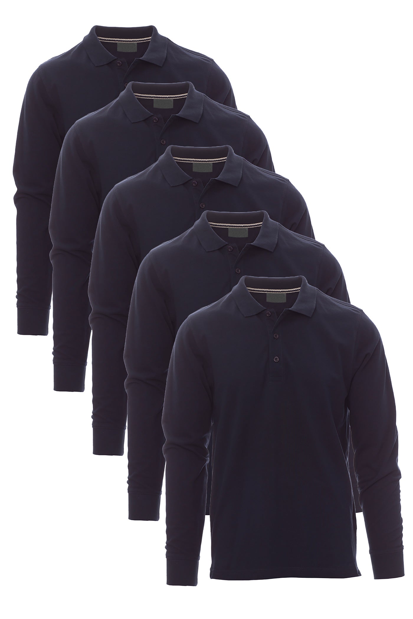 Herren 5er Pack langarm Poloshirts in Dunkelblau
