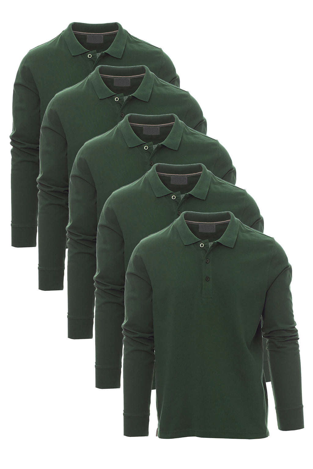 Herren 5er Pack langarm Poloshirts in Gruen
