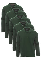 Herren 5er Pack langarm Poloshirts in Gruen