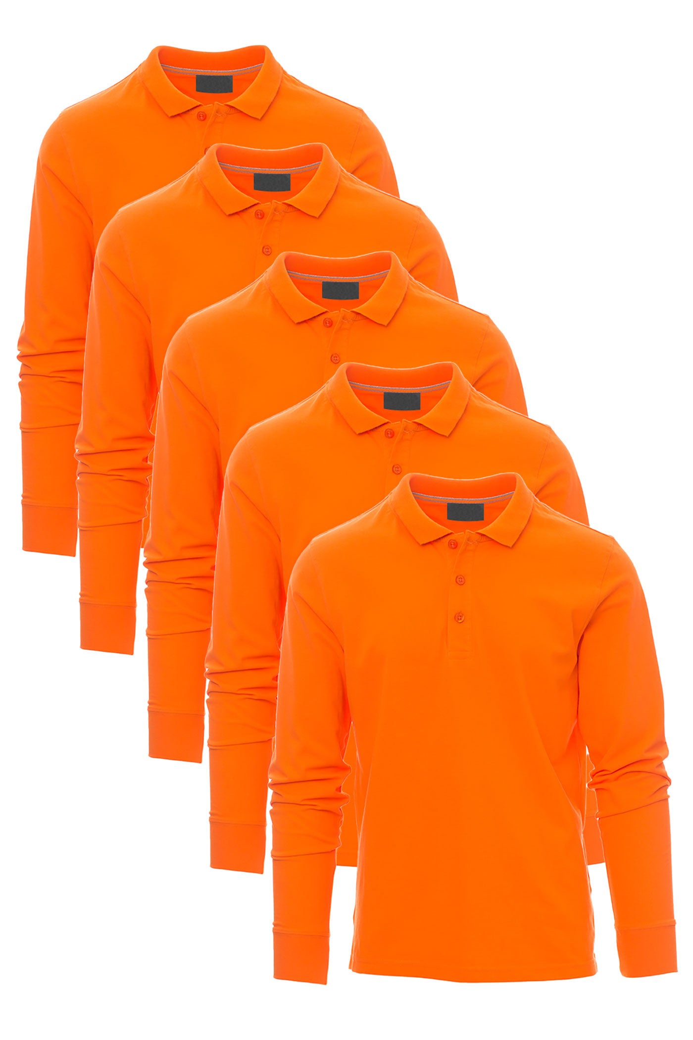Herren 5er Pack langarm Poloshirts in Orange