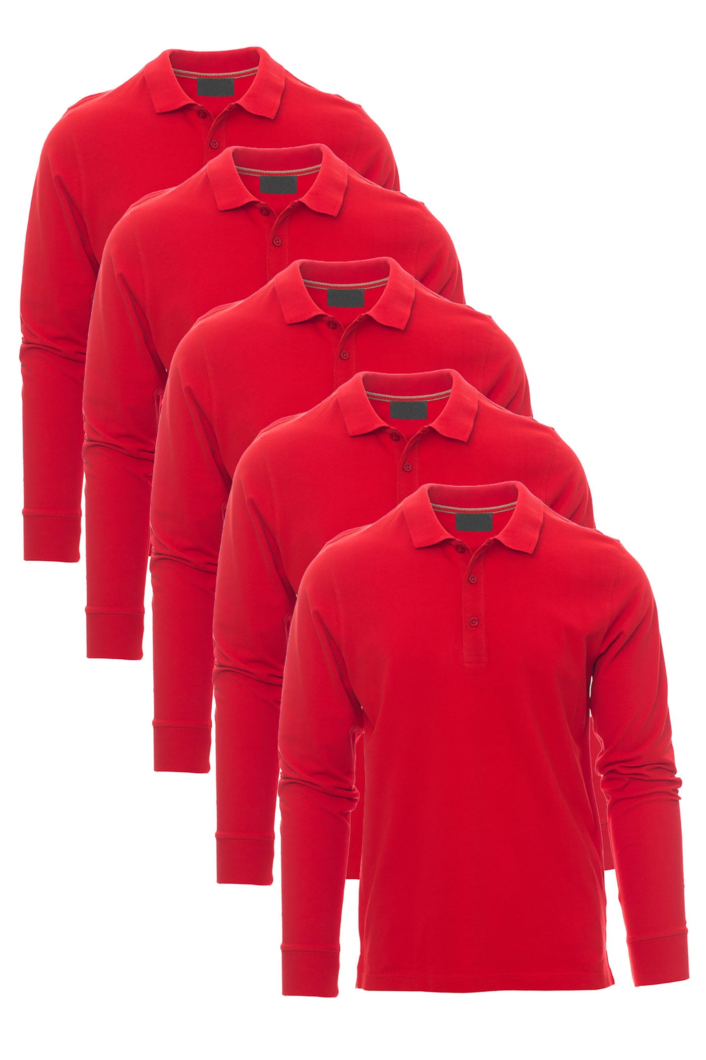 Herren 5er Pack langarm Poloshirts in Rot