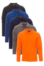 Herren 5er Pack langarm Poloshirts in Farbset Schwarz/Blau/Dunkelblau/Anthrazit/Orange