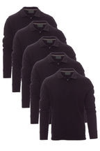 Herren 5er Pack langarm Poloshirts in Schwarz