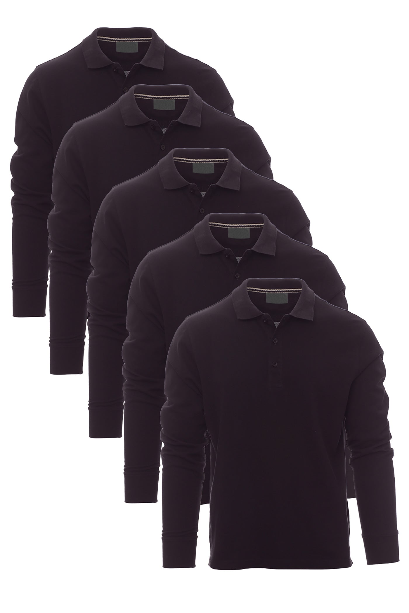 Herren 5er Pack langarm Poloshirts in Schwarz