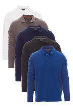 Herren 5er Pack langarm Poloshirts in Farbset Weiß/Anthrazit/Dunkelblau/Schwarz/Blau
