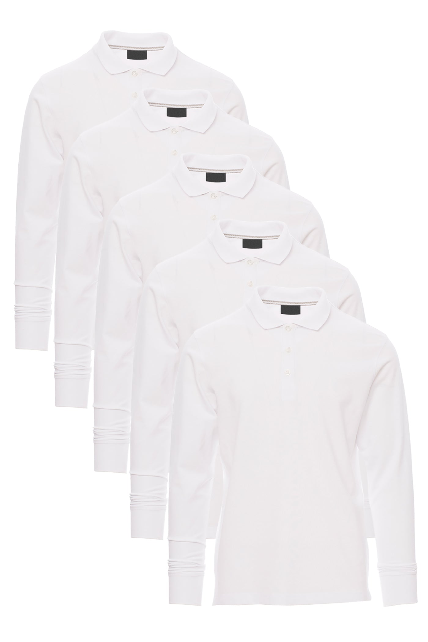 Herren 5er Pack langarm Poloshirts in Weiß