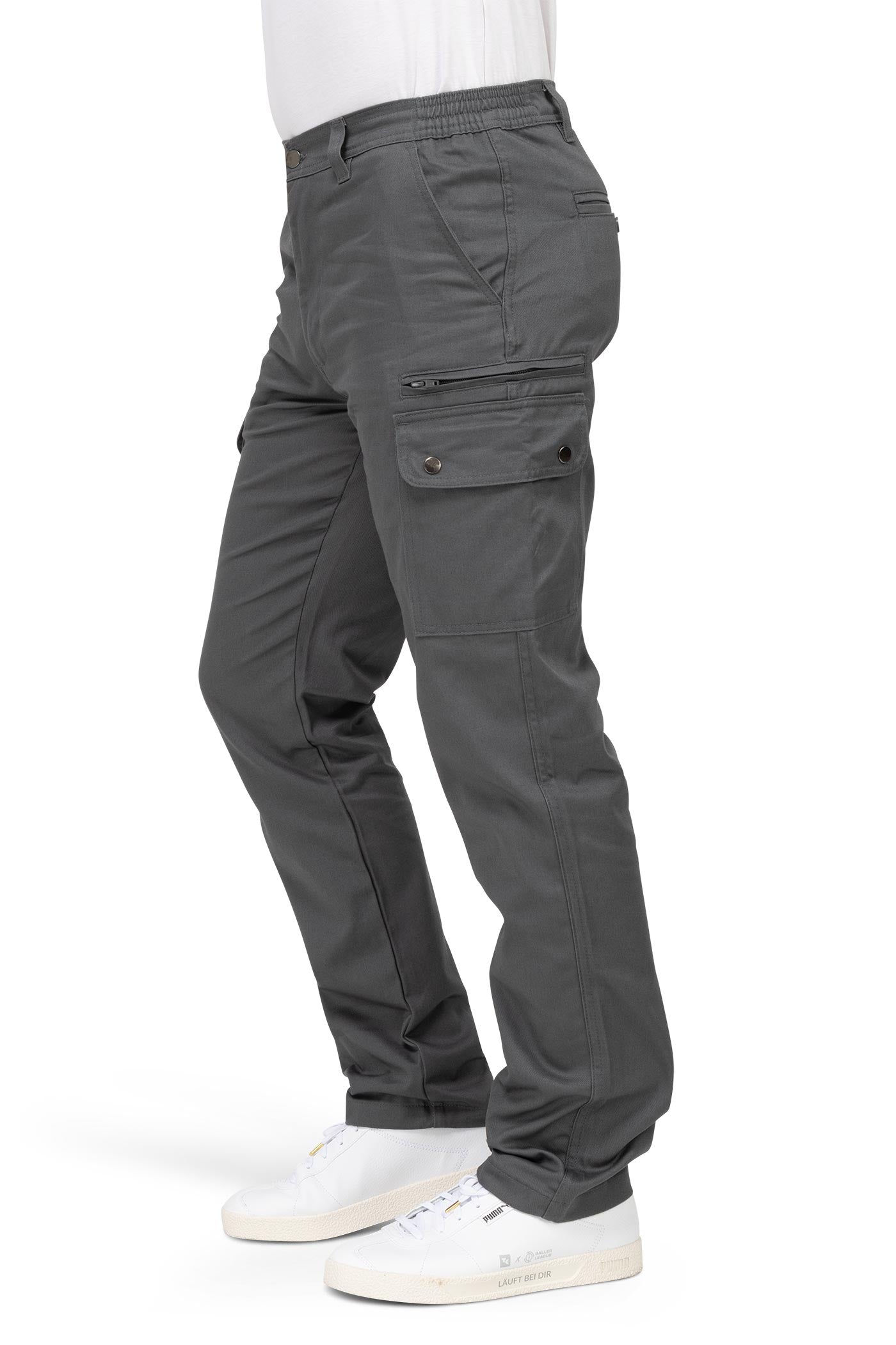 Herren Arbeitshose mit funktionalen Taschen und Metallreißverschluss in Anthrazit