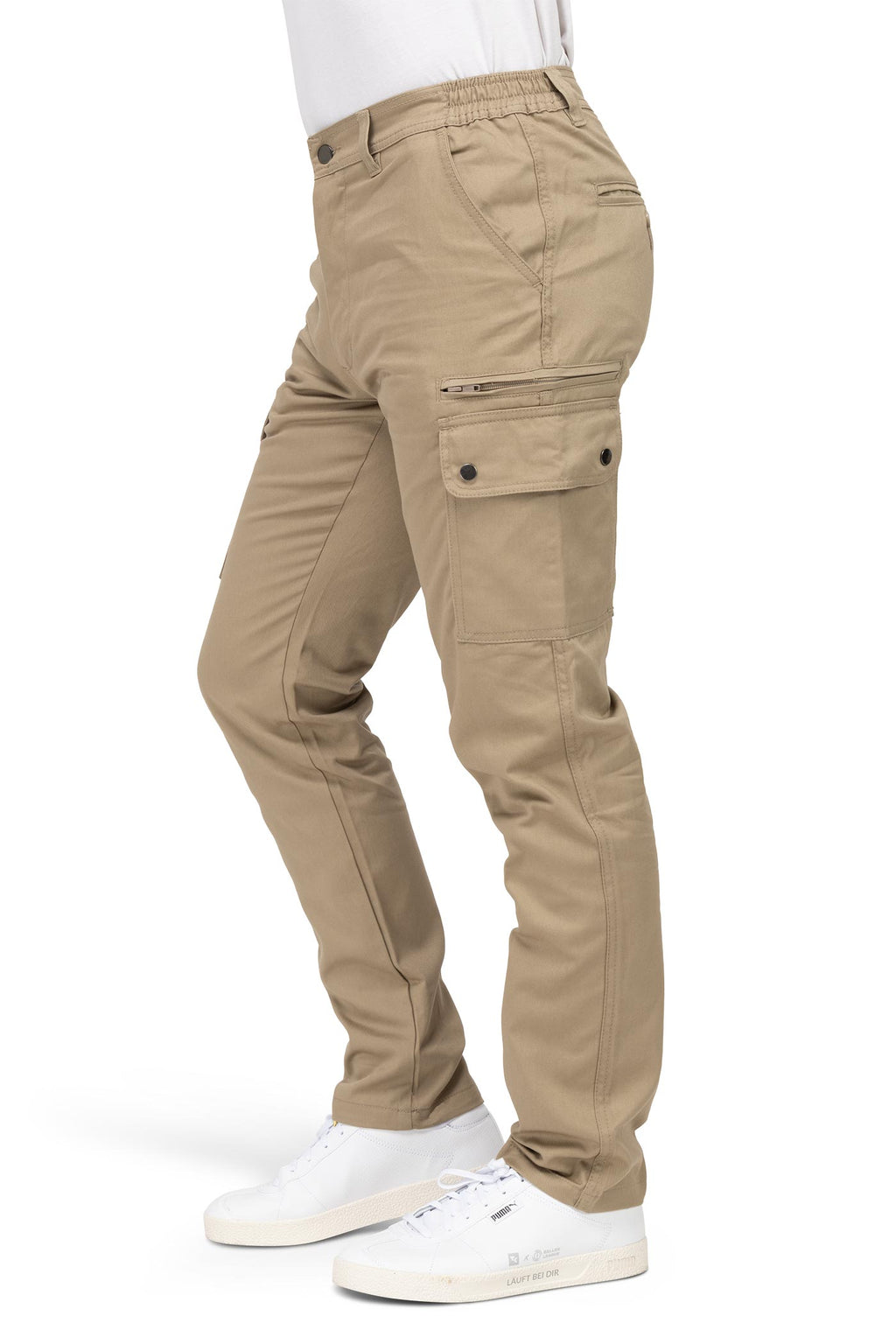 Herren Arbeitshose mit funktionalen Taschen und Metallreißverschluss in Beige