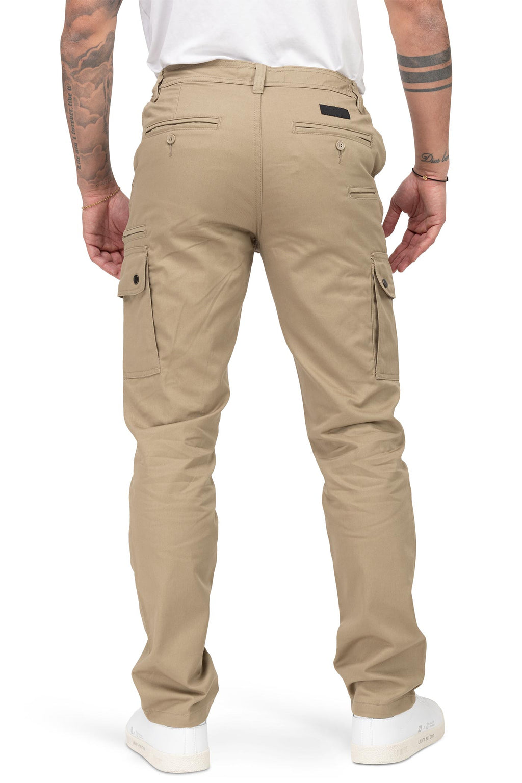 Herren Arbeitshose mit Gesäßtaschen und Metallknöpfen in Beige