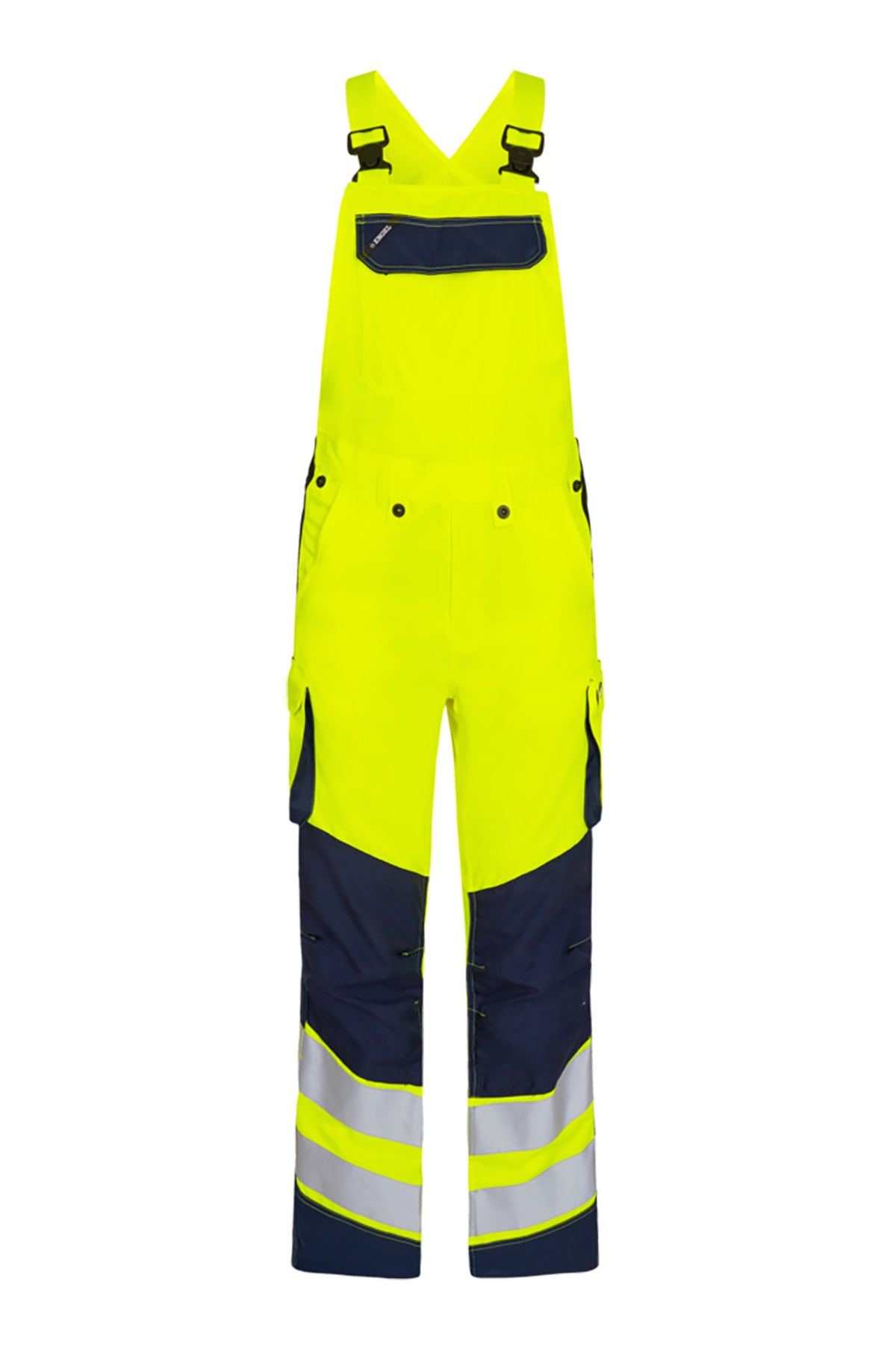 Herren Warnschutz Latzhose mit hoher Qualität in Gelb-Dunkelblau