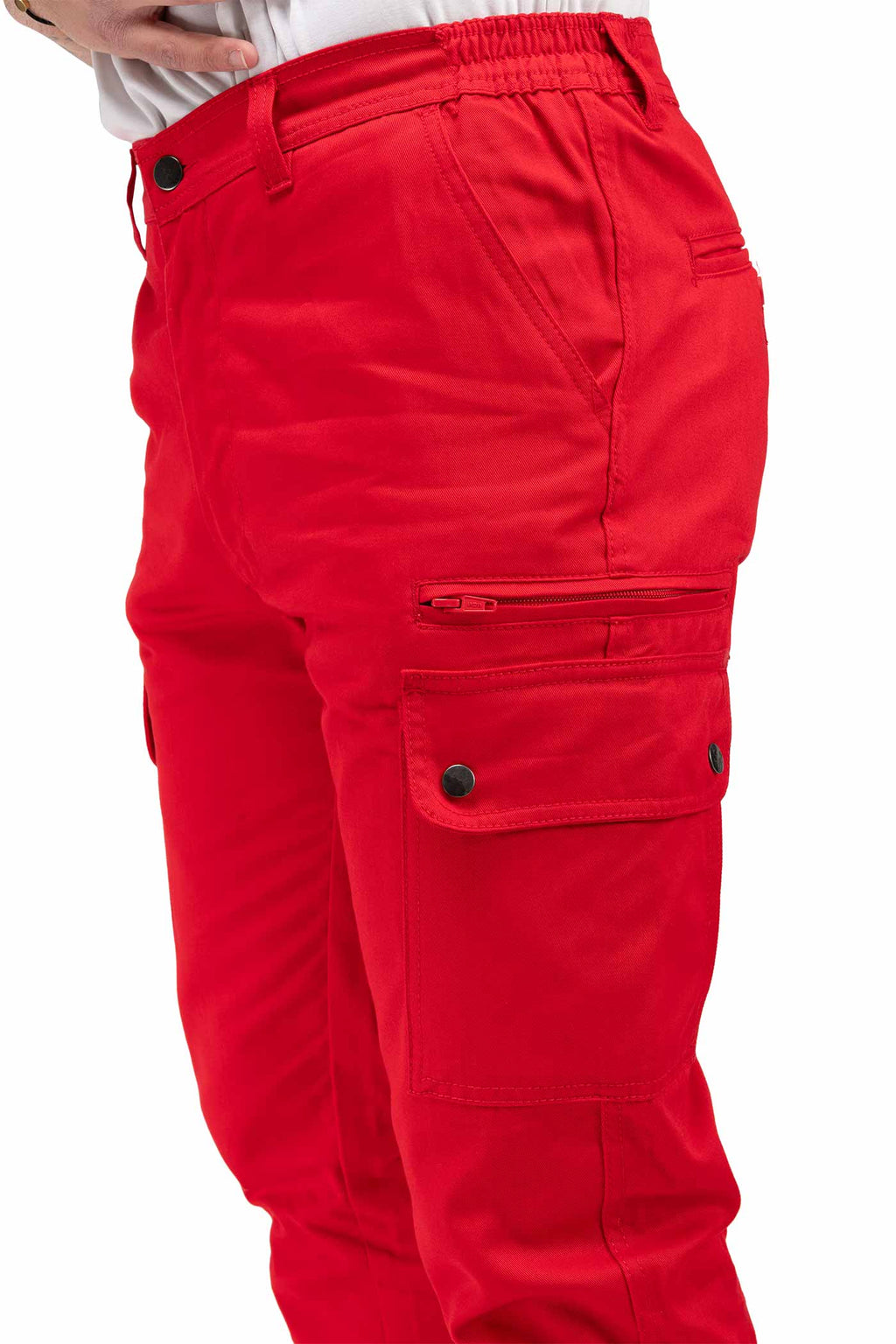 Herren Bundhose für Handwerker und Arbeiter mit praktischen Taschen in Rot