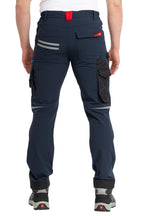 Herren Arbeitshose mit kleinen Reflexstreifen und Kniepolstertaschen in Dunkelblau