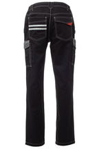 Herren Arbeitshose mit kleinen Reflexstreifen für Industrie und Freizeit in Schwarz