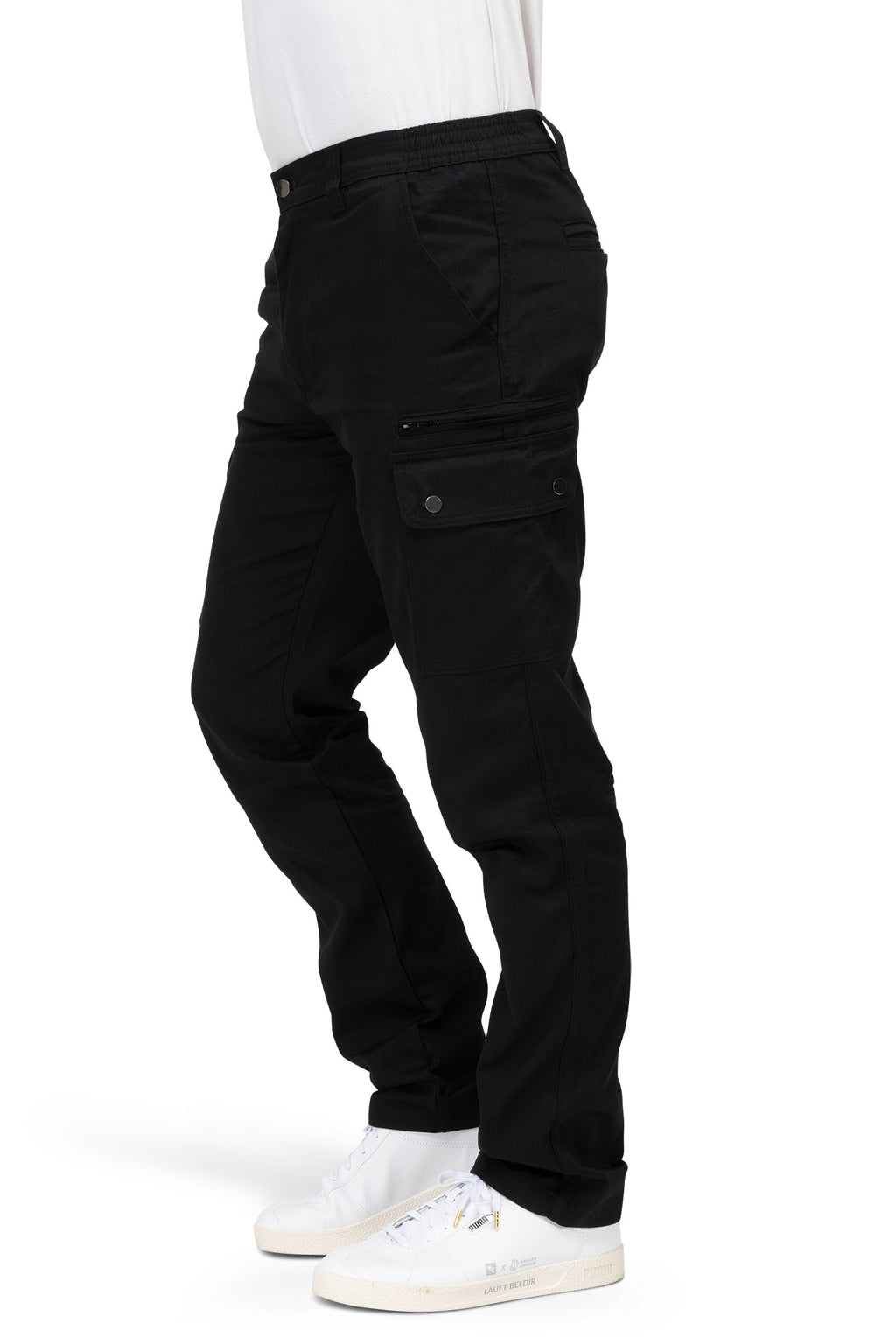Herren Arbeitshose mit funktionalen Taschen und Metallreißverschluss in Schwarz