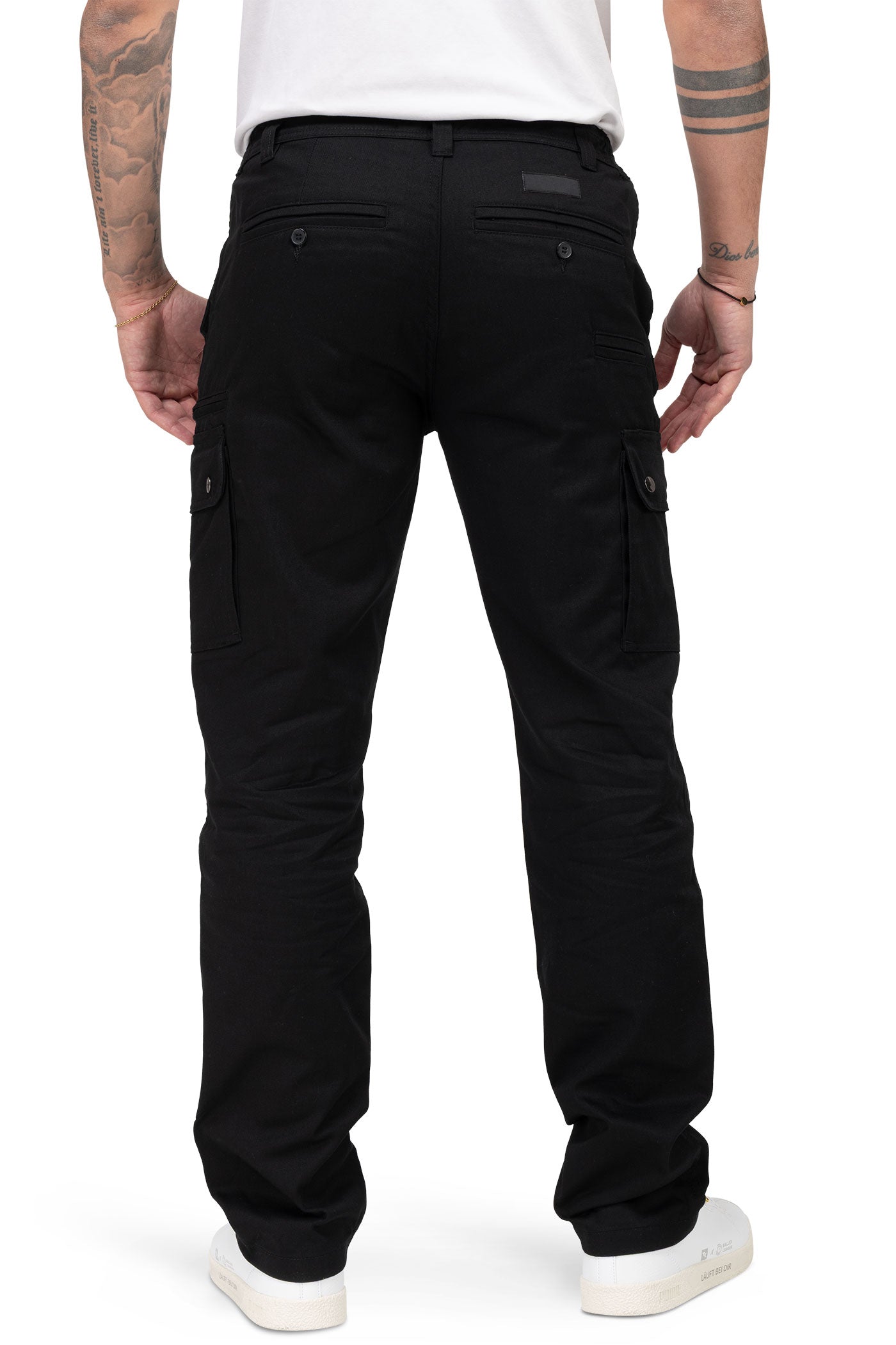 Herren Arbeitshose mit Gesäßtaschen und Metallknöpfen in Schwarz