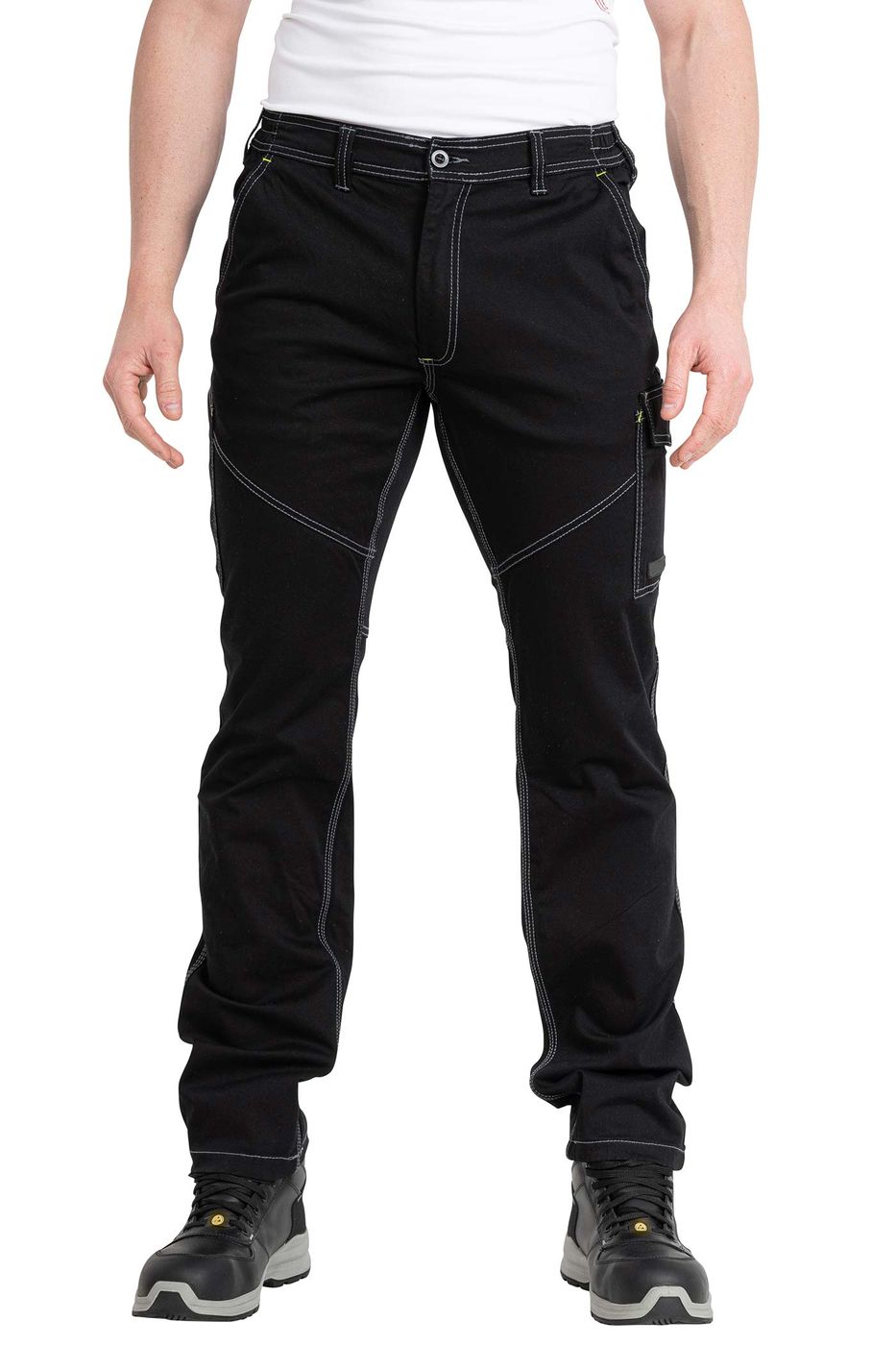 Herren Arbeitshose aus Baumwoll-Stretch-Gewebe in Schwarz