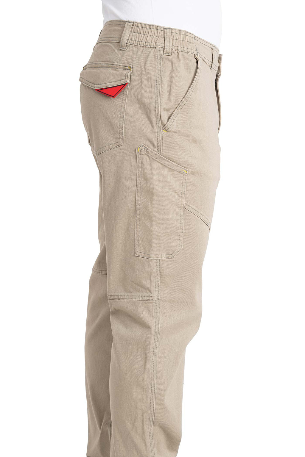 Herren lange Arbeitshose mit Stretch und Gesäßtaschen in Beige