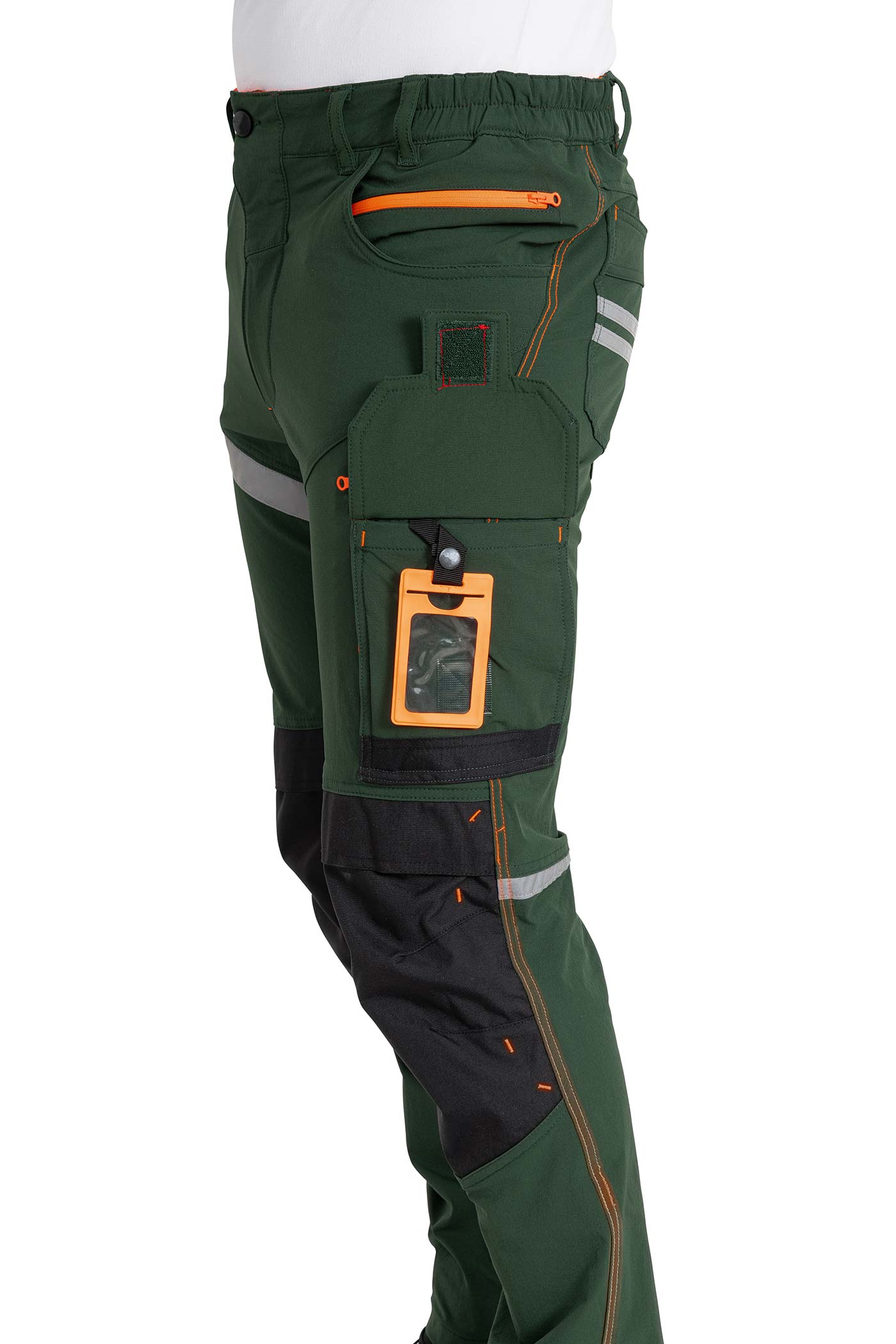Herren lange Arbeitshose langlebig mit Kontrastnähten in Grün