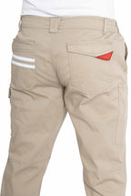 Herren robuste Arbeitshose mit kleinen Reflexstreifen hinten in Beige