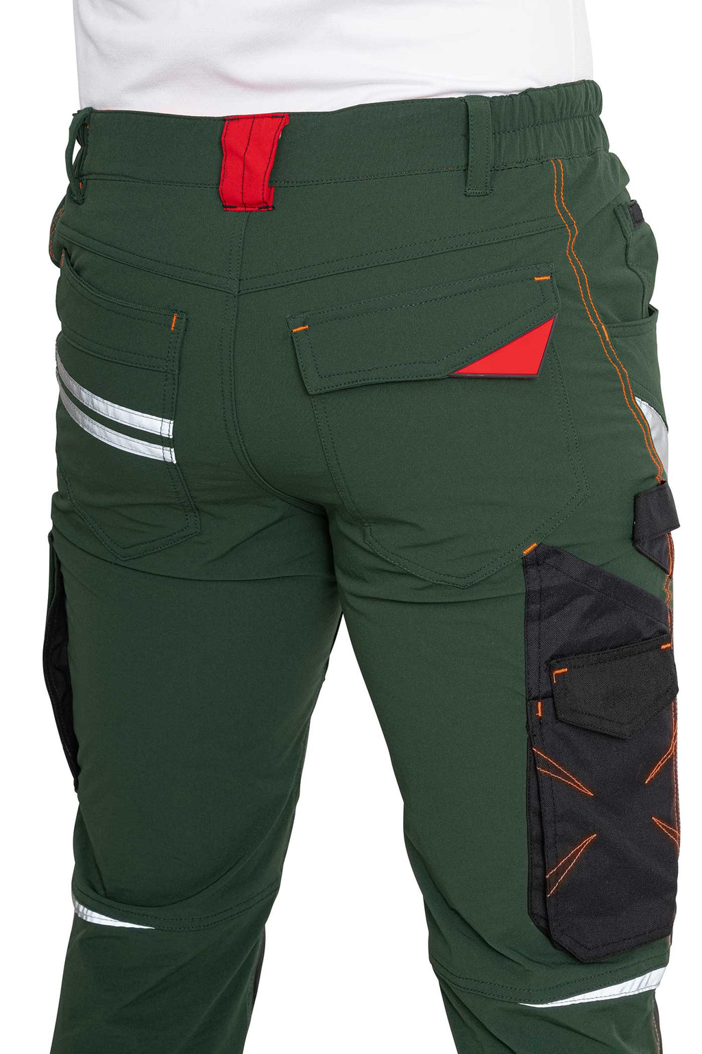 Herren Arbeitshose mit kleine Reflektorstreifen in Grün