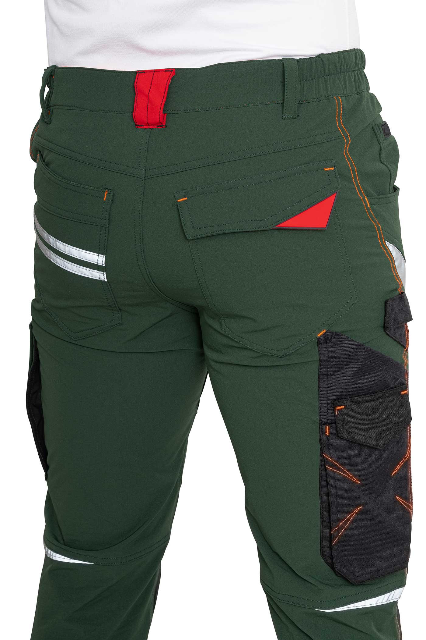 Herren Arbeitshose mit kleine Reflektorstreifen in Grün