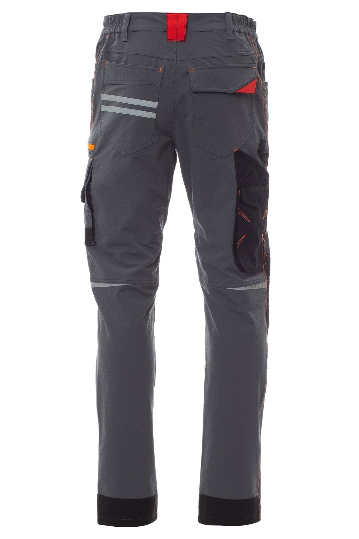 Herren Arbeitshose mit kleinen Reflexstreifen und Kniepolstertaschen in Grau