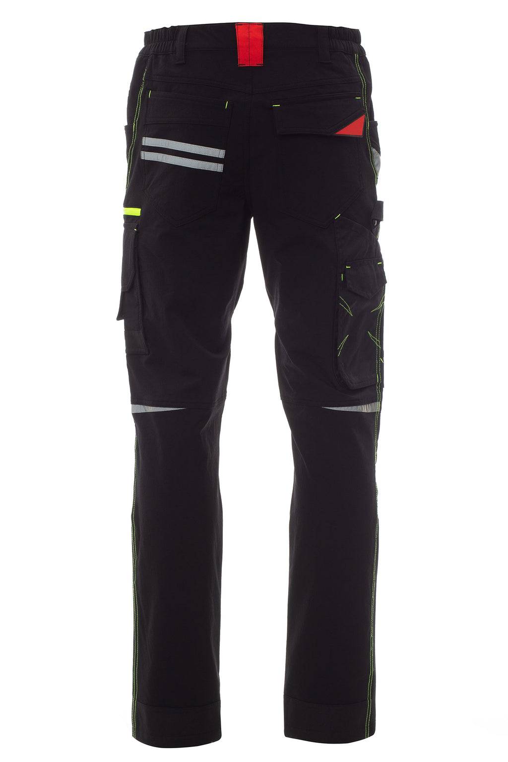 Herren Arbeitshose mit kleinen Reflexstreifen und Kniepolstertaschen in Schwarz