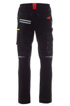Herren Arbeitshose mit kleinen Reflexstreifen und Kniepolstertaschen in Schwarz