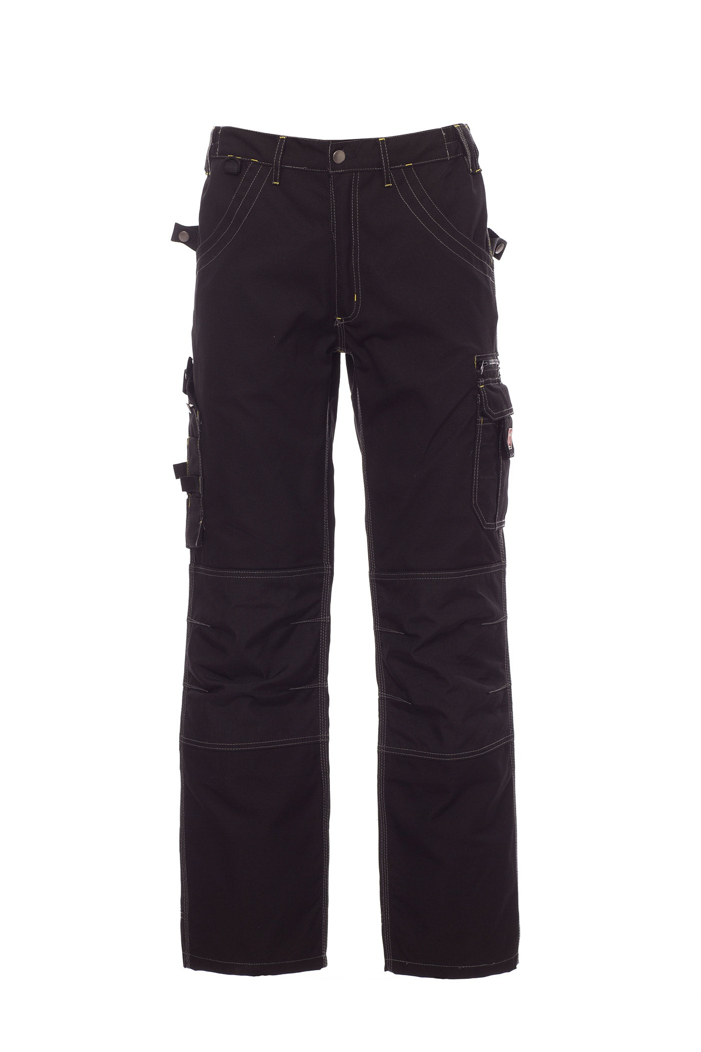 Herren Arbeitshose mit Kniepolsterfach und multifunktionalen Taschen in Schwarz