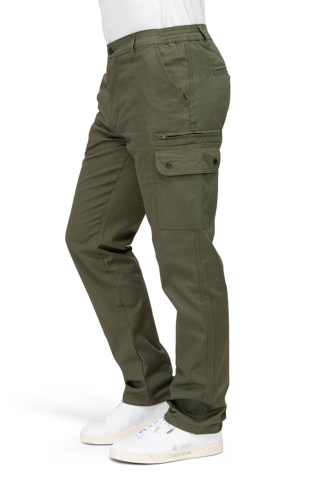 Herren Arbeitshose mit funktionalen Taschen und Metallreißverschluss in Olivgrün