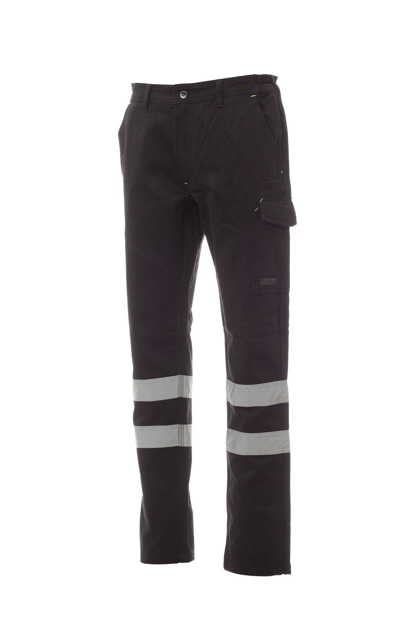 Herren Arbeitshose mit funktionalen Taschen und Reflexstreifen für Sichtbarkeit in Schwarz
