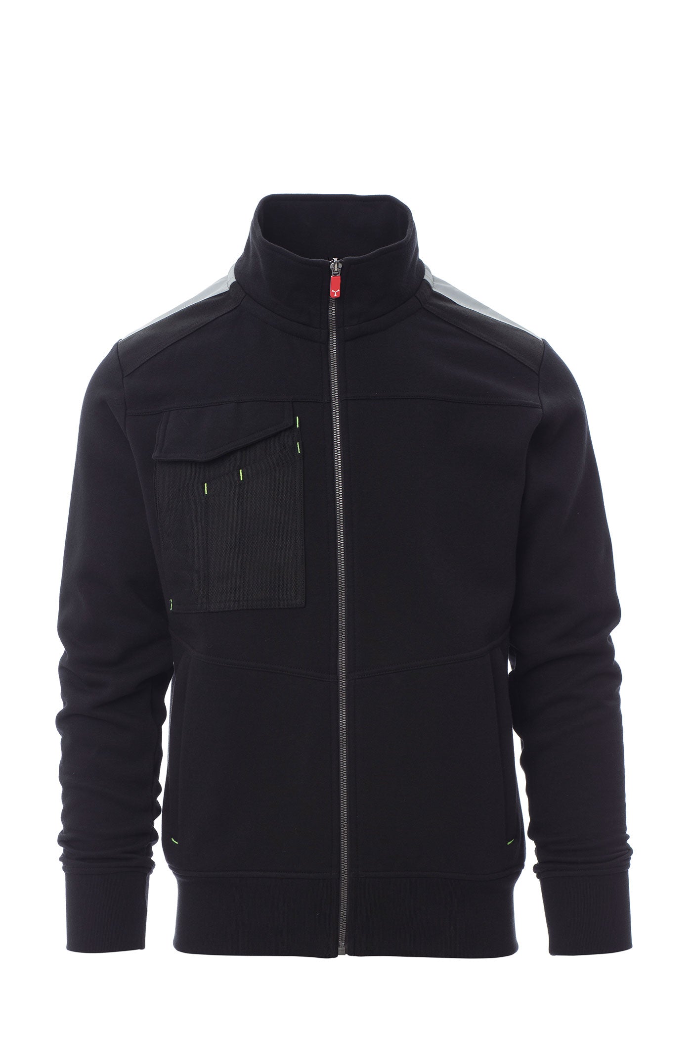 Herren Arbeitsjacke mit Stehkragen und funktionalen Taschen in Schwarz