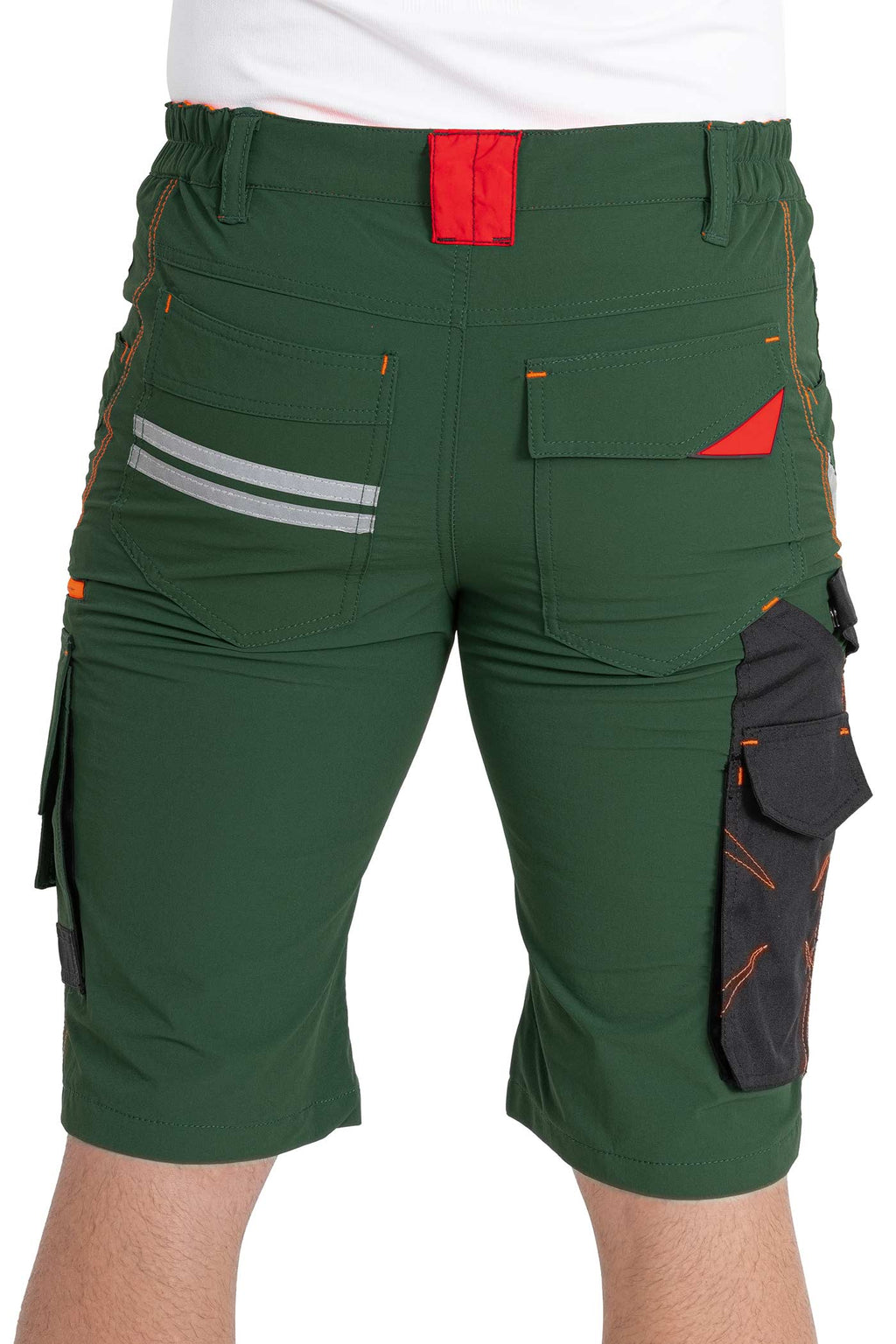Herren Arbeitsshorts mit Reflexstreifen und Gesäßtaschen in Grün
