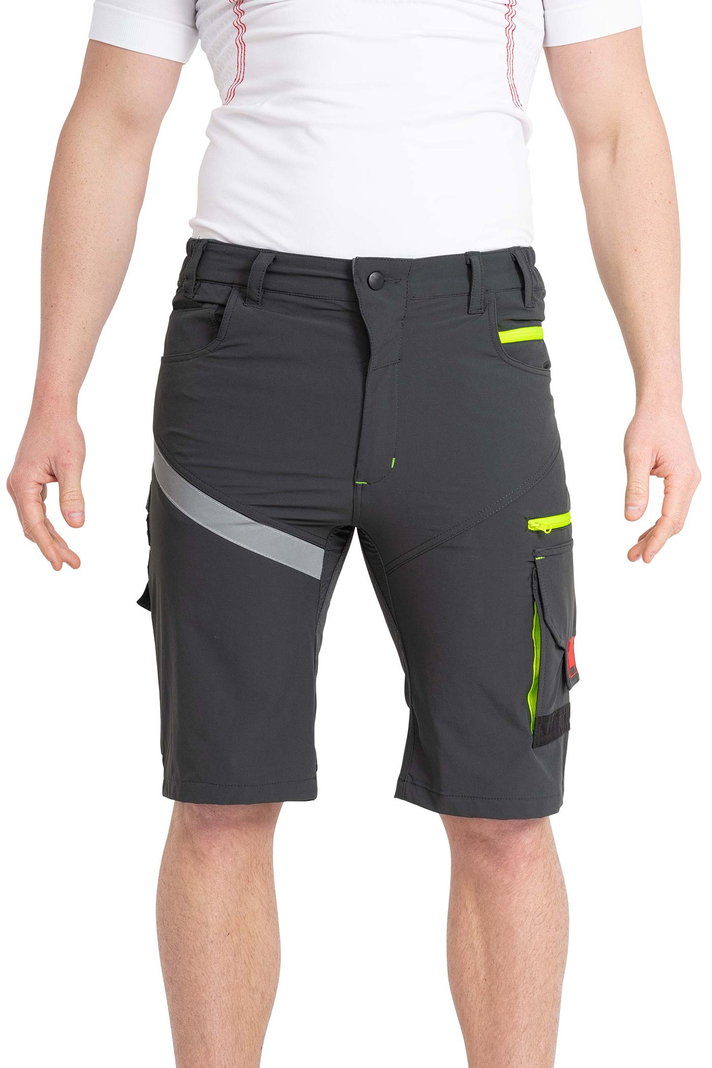 Herren Arbeitsshorts mit Kontrastnähten und vielen funktionalen Taschen in Anthrazit