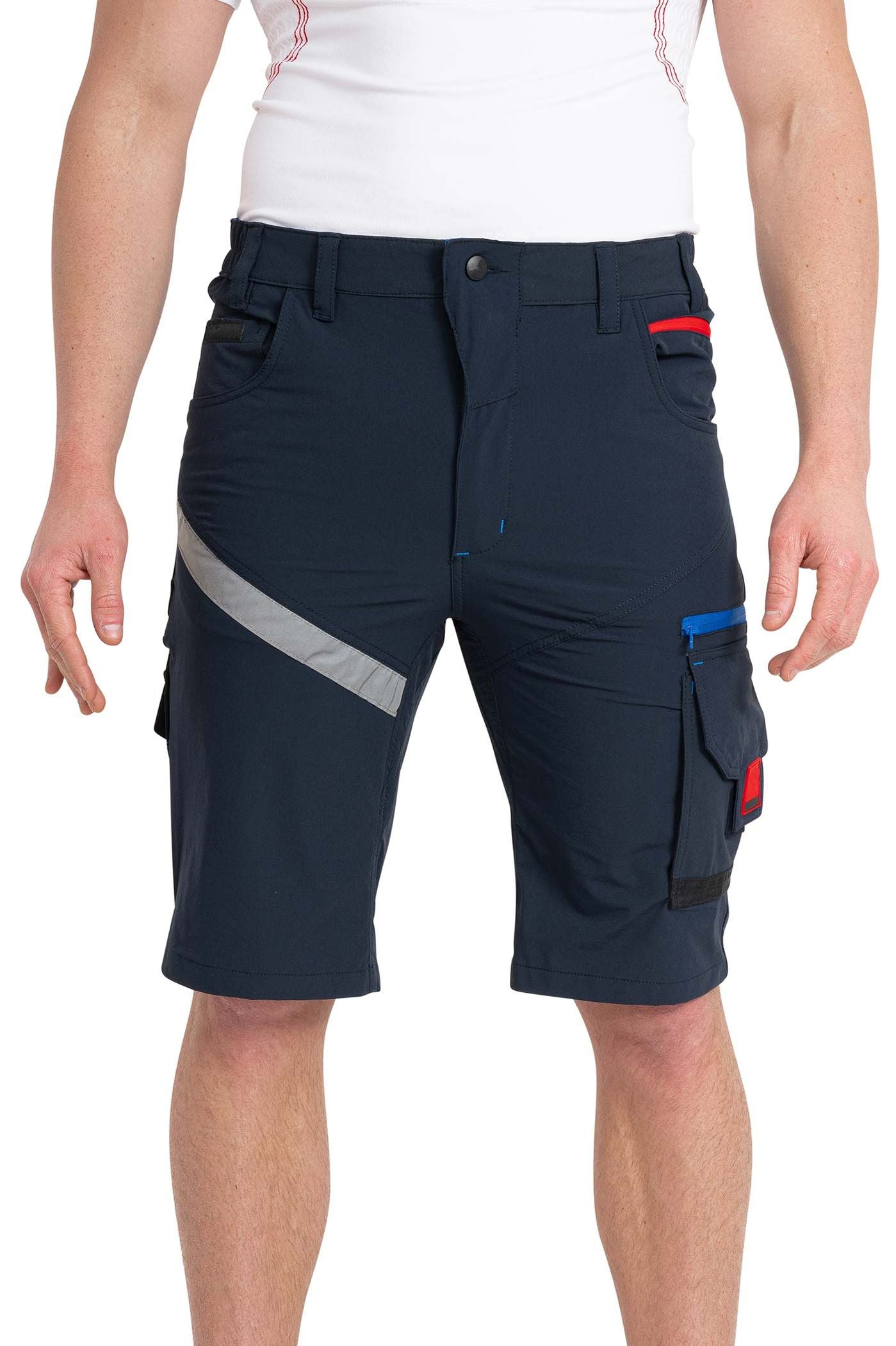 Herren Arbeitsshorts mit Kontrastnähten und vielen funktionalen Taschen in Dunkelblau