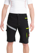 Herren Arbeitsshorts mit Kontrastnähten und vielen funktionalen Taschen in Schwarz