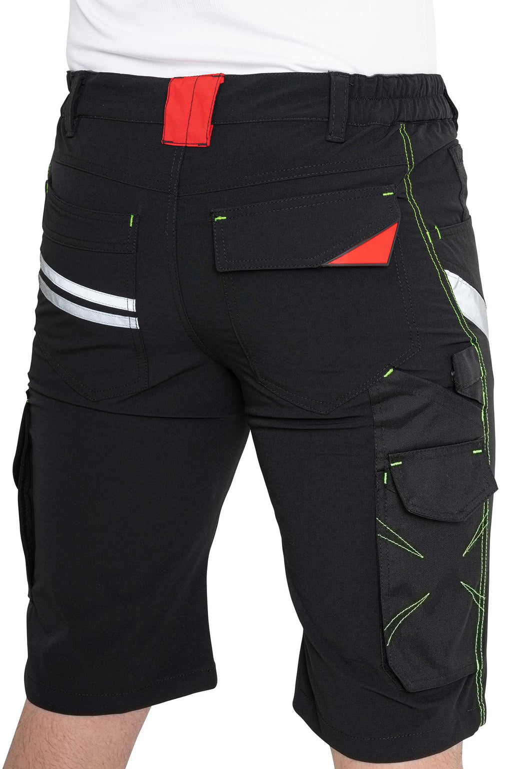 Herren Arbeitsshorts mit elastischem Bund und Gürtelschlaufen in Schwarz