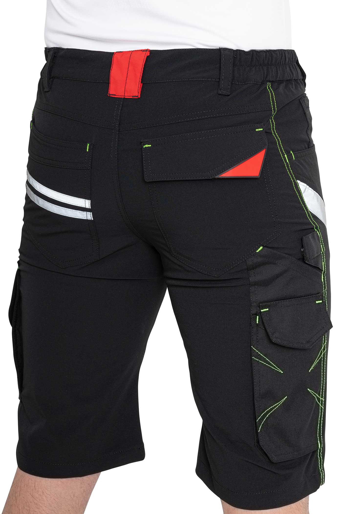 Herren Arbeitsshorts mit elastischem Bund und Gürtelschlaufen in Schwarz