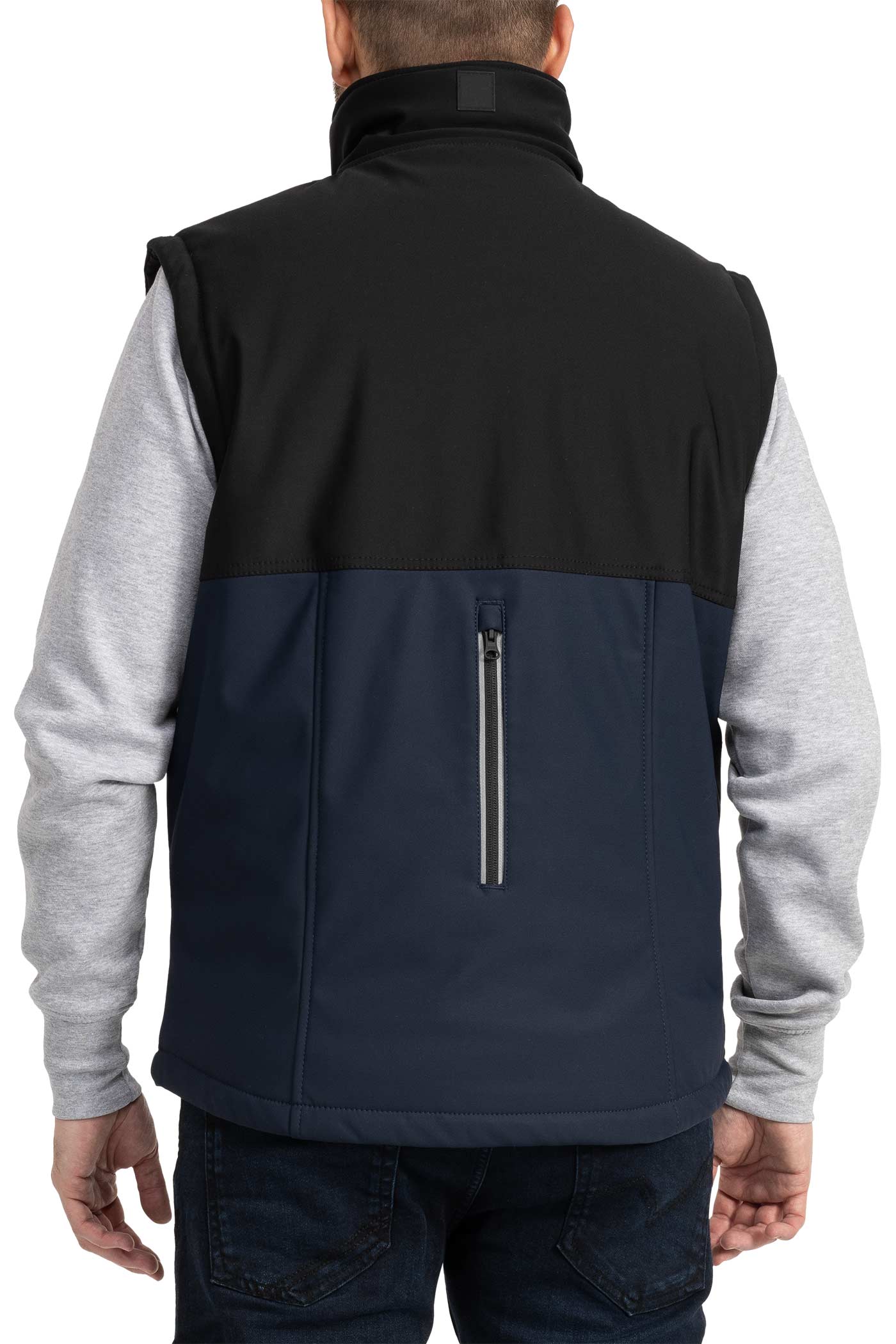 Herren Softshellweste gefüttert mit vielen Taschen in Dunkelblau