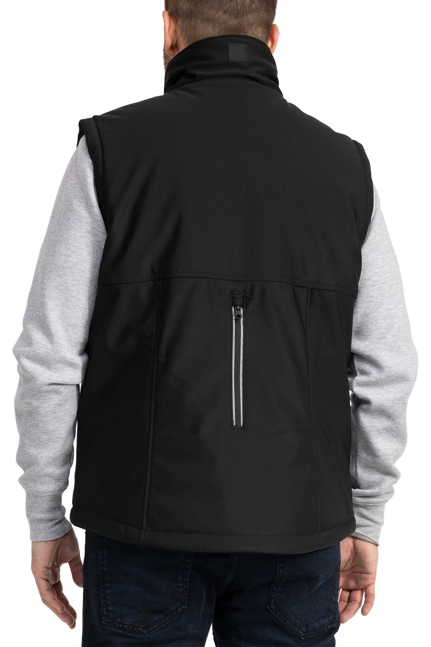 Herren Softshellweste gefüttert mit vielen Taschen in Schwarz