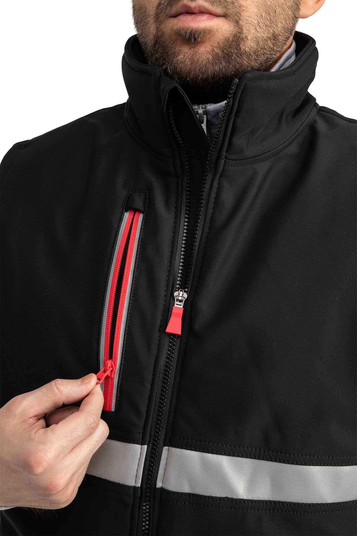 Herren Arbeitsweste mit Brusttasche und Reflexstreifen in Schwarz
